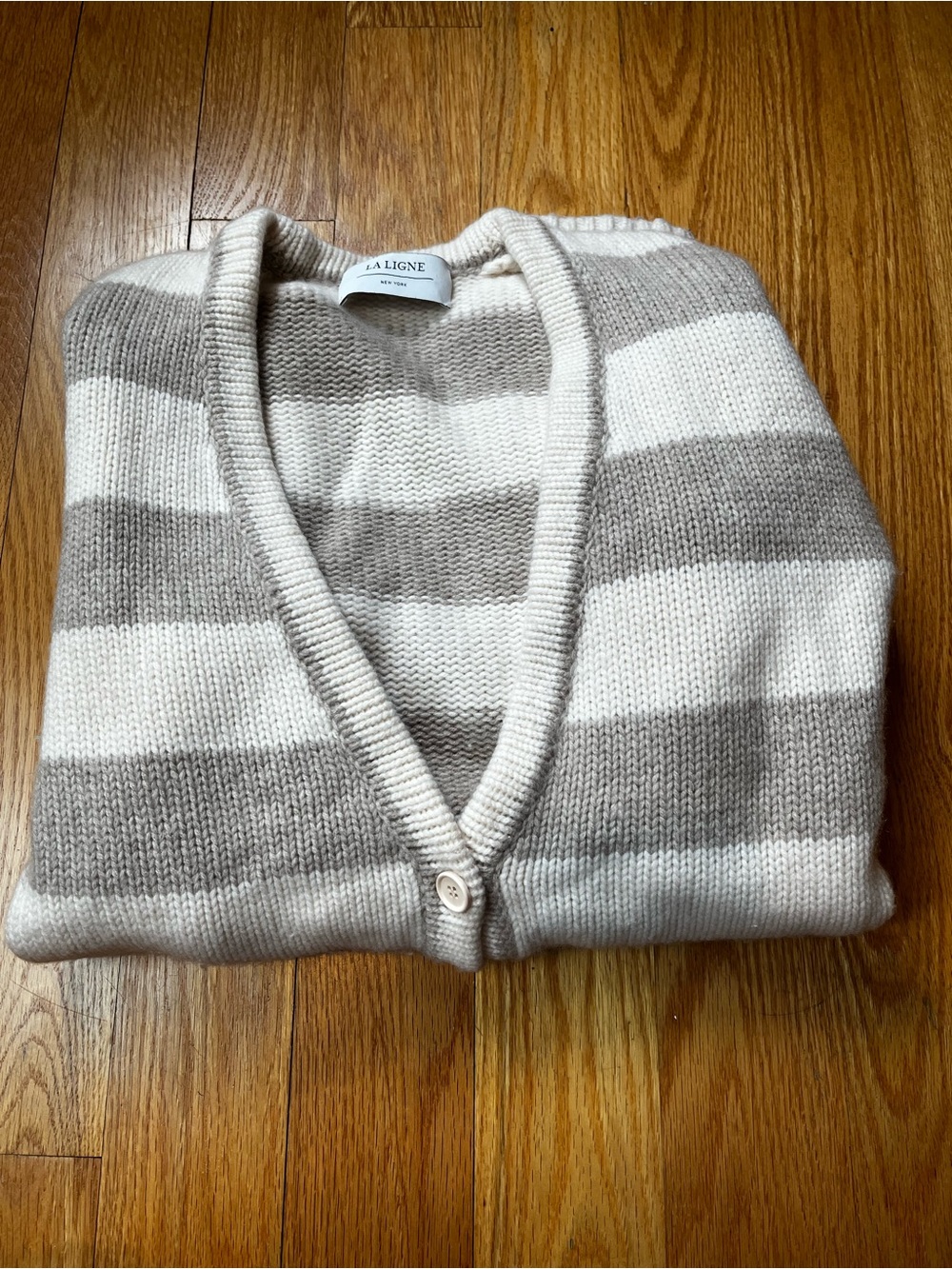 La Ligne cream and tan cashmere cardigan